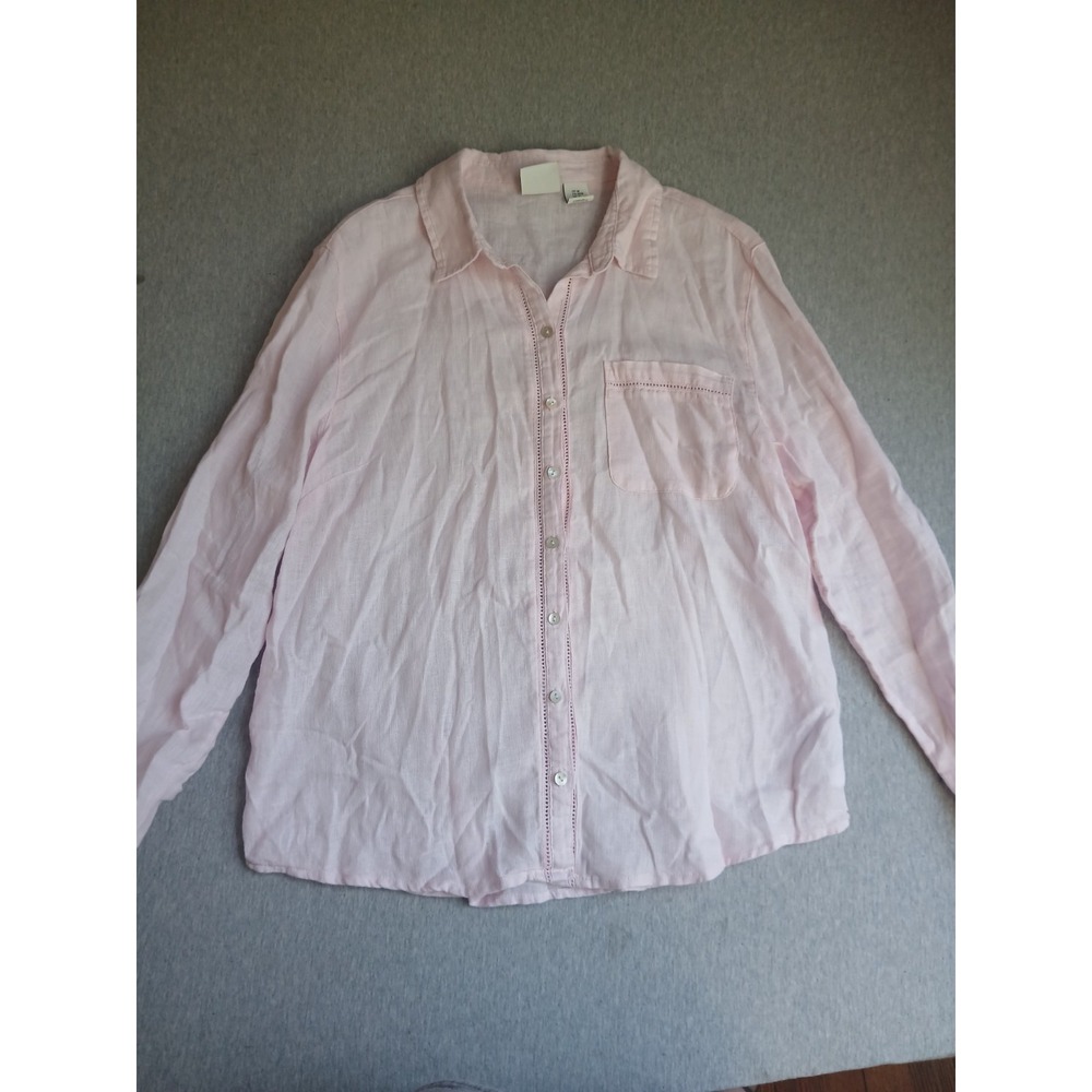 Joie Top Medium 100 Linen Button Down Shirt Crochet Feminine Office Preppy